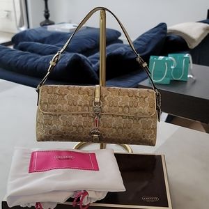 Coach Optic Lurex Gold Silver Evening Shoulder Bag